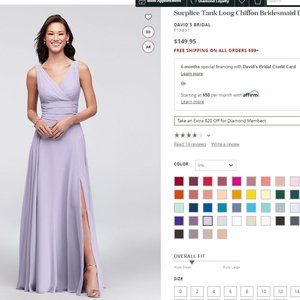 David's Bridal Surplice Tank Long Chiffon Bridesma